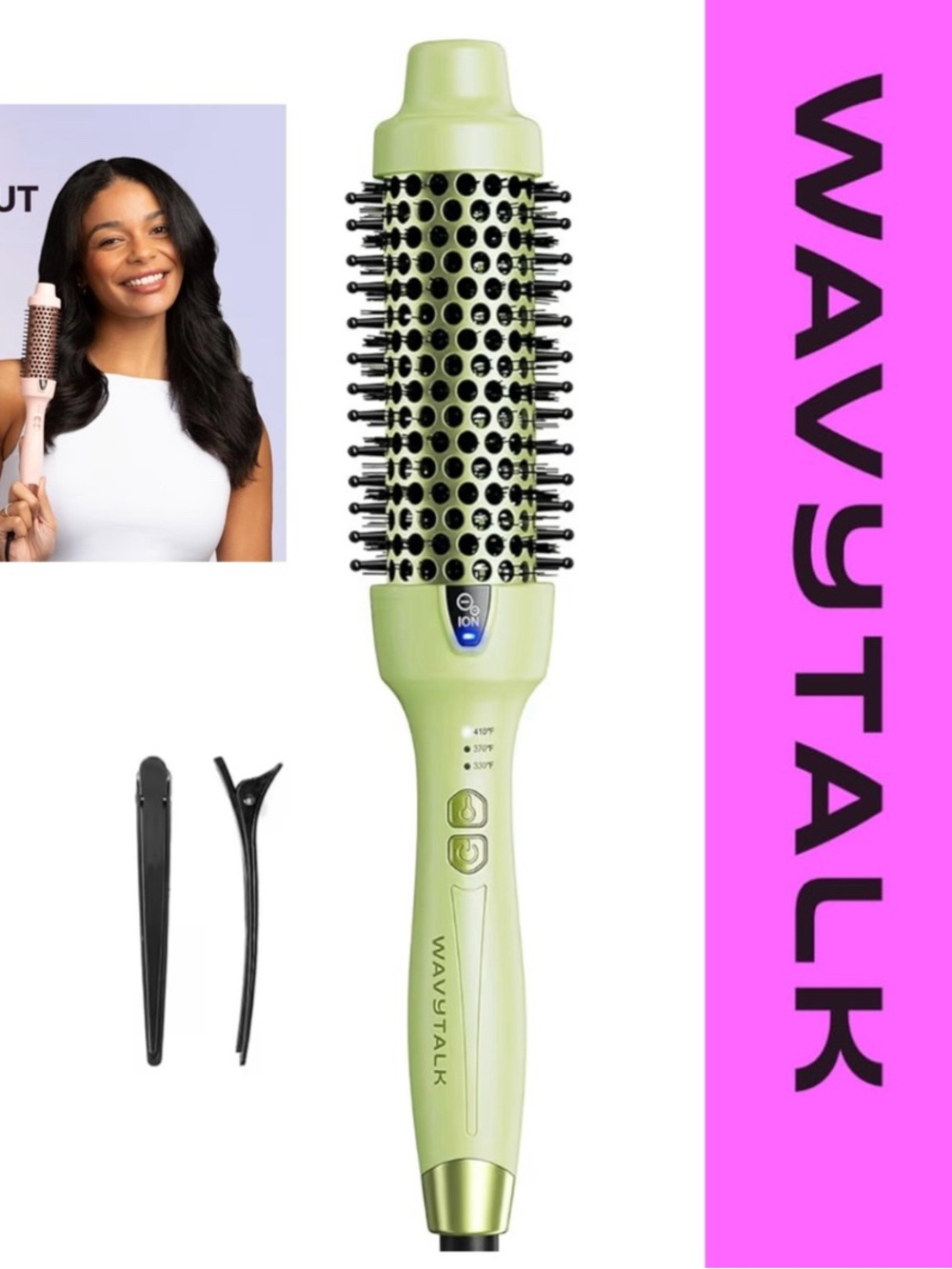 WavyTalk Green Ionic Hot Air Brush - Volumizing Styling Tool